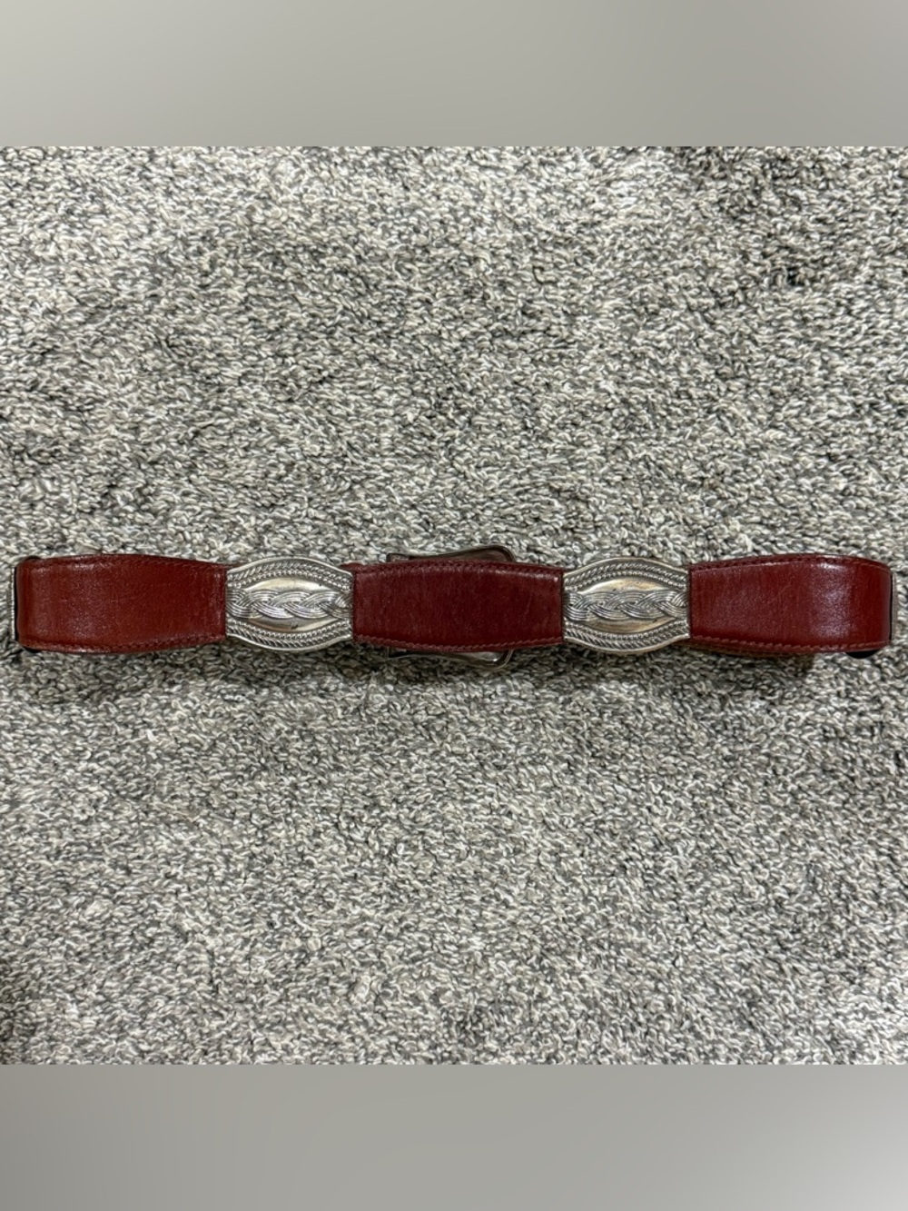 Fossil Brown Leather Belt with Silver-Tone Conchos - Picture 4 of 7